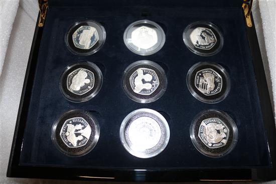 Eighteen sterling silver coin Diamond Wedding set